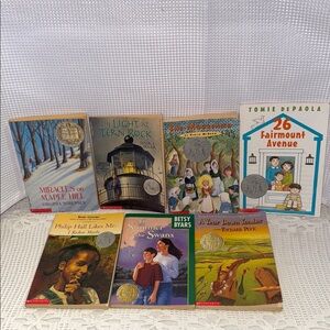 7 VINTAGE Newberry Award Books 1989-2002 Scholastic Classroom AR Teacher Kids